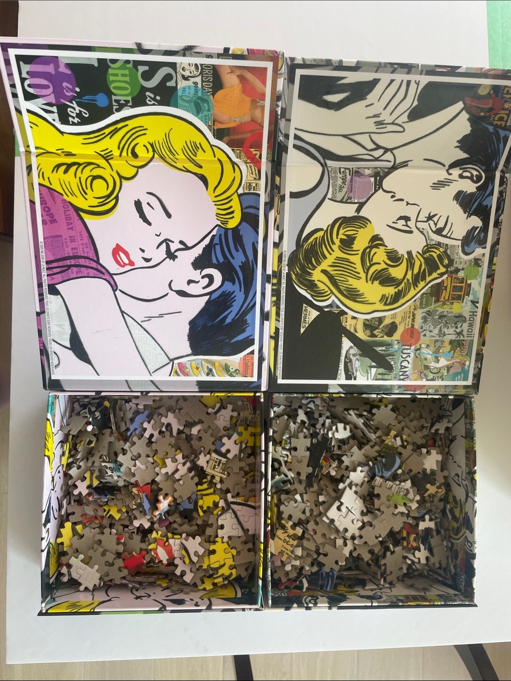 Pop Art Couple Jigsaw Puzzle Set - Yellow & Blue Artwork